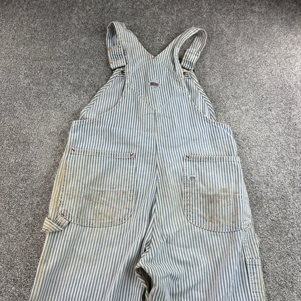 Vintage Big Mac Overalls Mens 38x28 Blue White Hickory Stripe Cotton USA Made